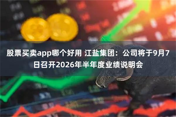 股票买卖app哪个好用 江盐集团：公司将于9月7日召开2026年半年度业绩说明会